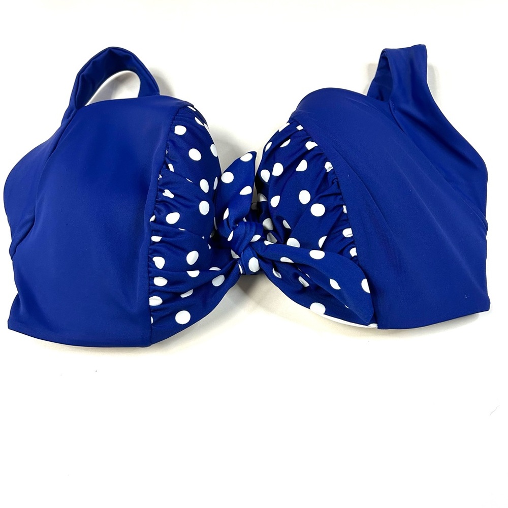 Panache Swim 34FF Bikini Top Blue White Polkadots Annalise SW0932 #1117